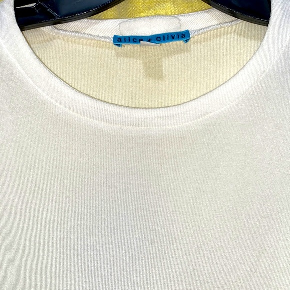 ALICE & OLIVIA WHITE SHORT SILK CAP SLEEVE SZ M NYLON/ELASTANE BLEND BODY - Picture 7 of 7